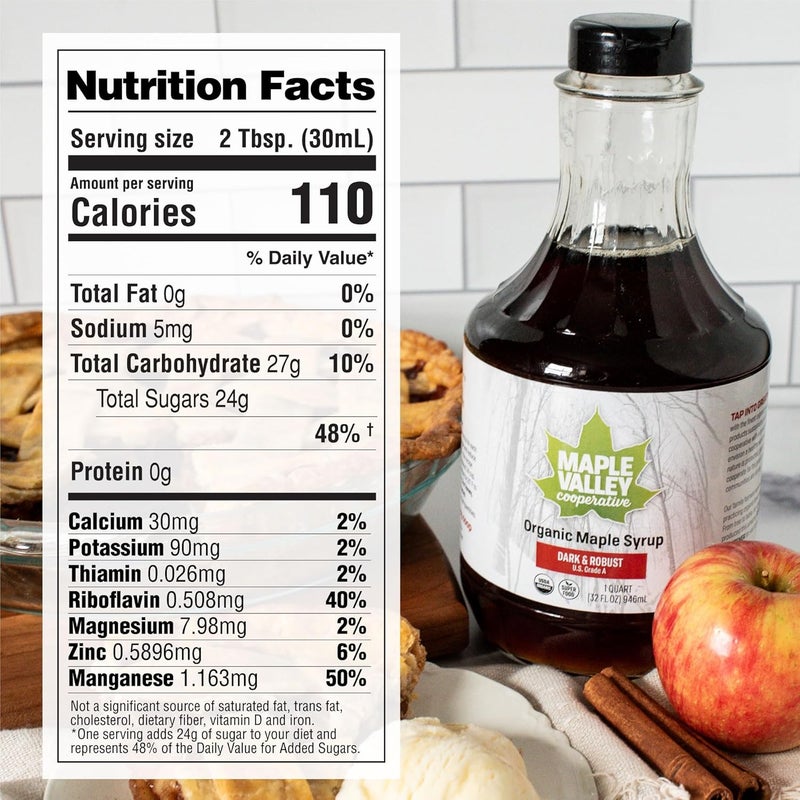 Maple Valley Cooperative Organic Maple Syrup - Grade A Dark & Robust, 32 oz - Image 2